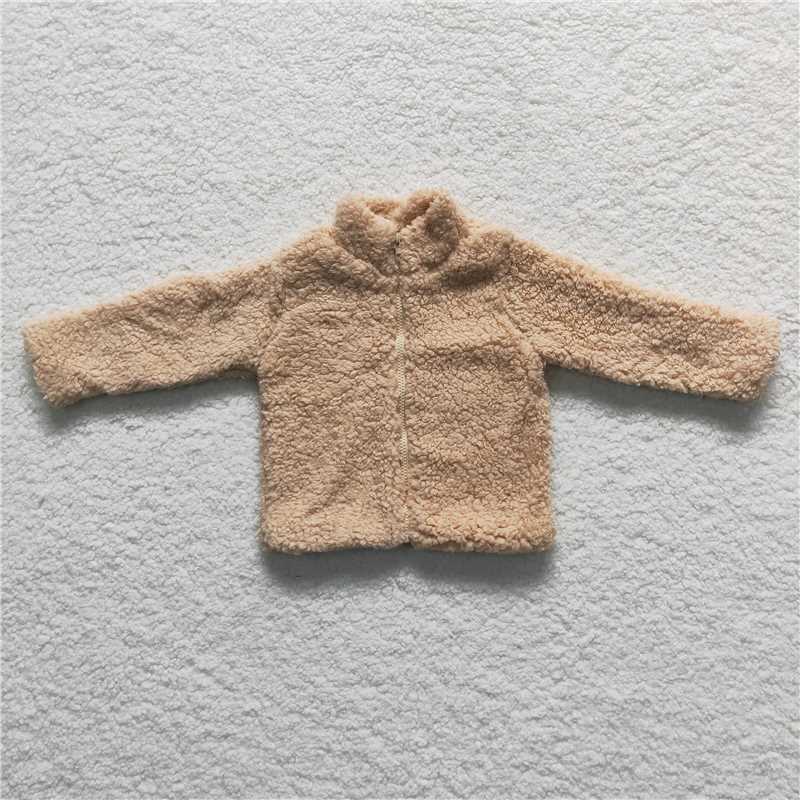BT0295 Baby Girls Light Brown Color Long Sleeve Zip Cardigans Jackets