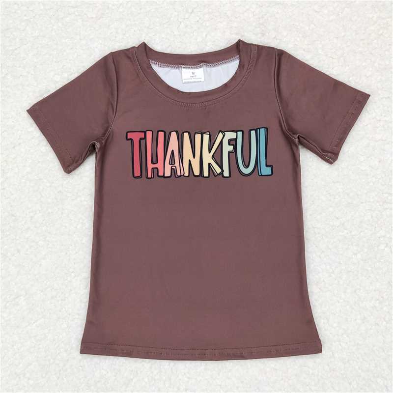 BT0327 Baby Boys Girls Thanksgiving Thankful Short Sleeve Tee Shirt Tops