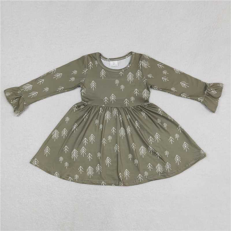 9.18 RTS NO MOQ(In stock)G6-16-4, Baby Girls Winter Dress Dark green long-sleeved dress