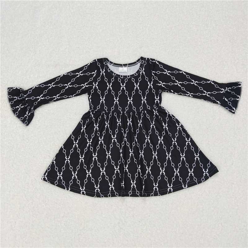 9.16 RTS NO MOQ (In stock)G6-11-5. Baby Girls Winter Dress Baby Girls White pattern black knee-length Dresses