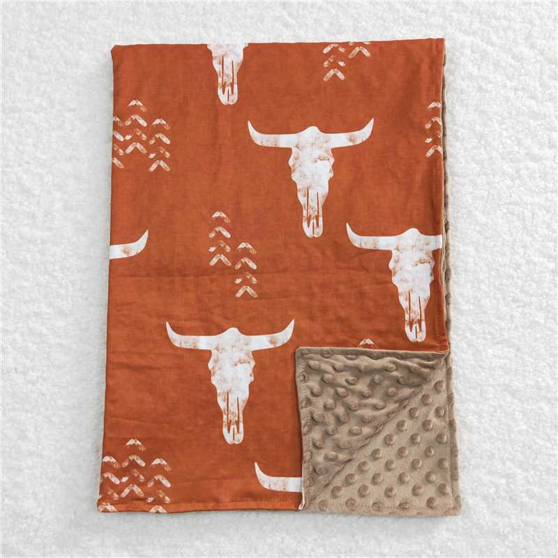 USA Shop (in stock)BL0070 Baby Kids Western Cow Skull Minky Blankets