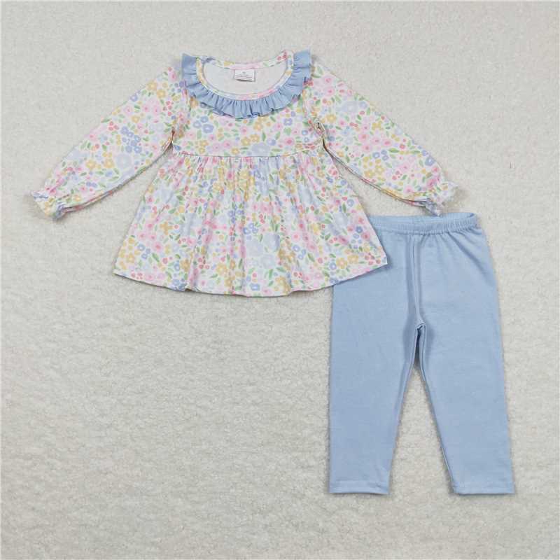 GLP0904Heart truck ruffle long sleeves girls valentine's pajamas