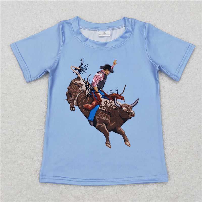 BT0435 Baby Boys Western Cows Short Sleeve Shirts Tops