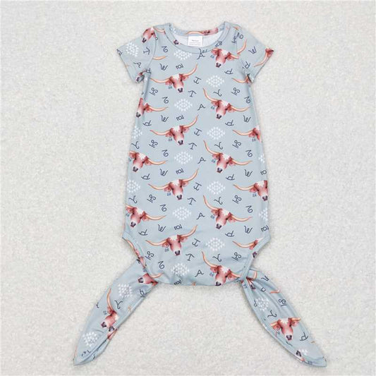 NB0029  Baby Newborn Boys Cows Western Short Sleeve Gowns