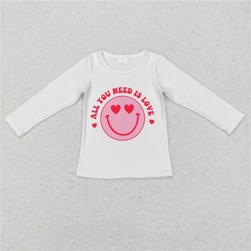 GT0388 Baby Girls Pink Long Sleeve Valentines Tee Shirts Tops