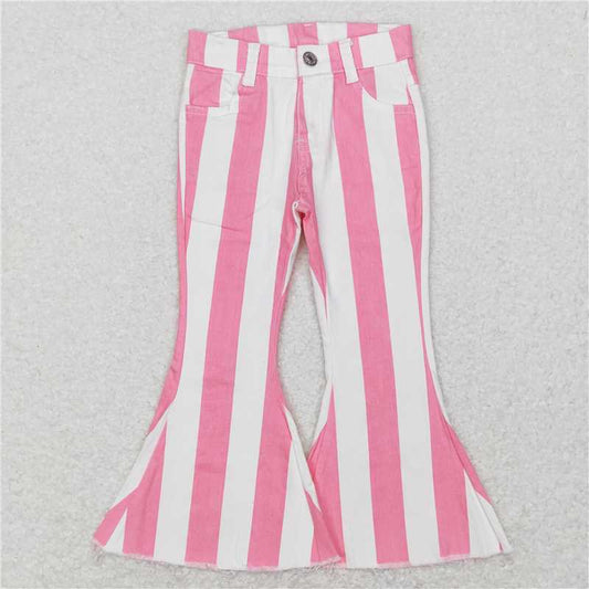 USA Shop (in stock)P0315  Baby Girls Pink Colors Valentines Denim Bell Pants Jeans