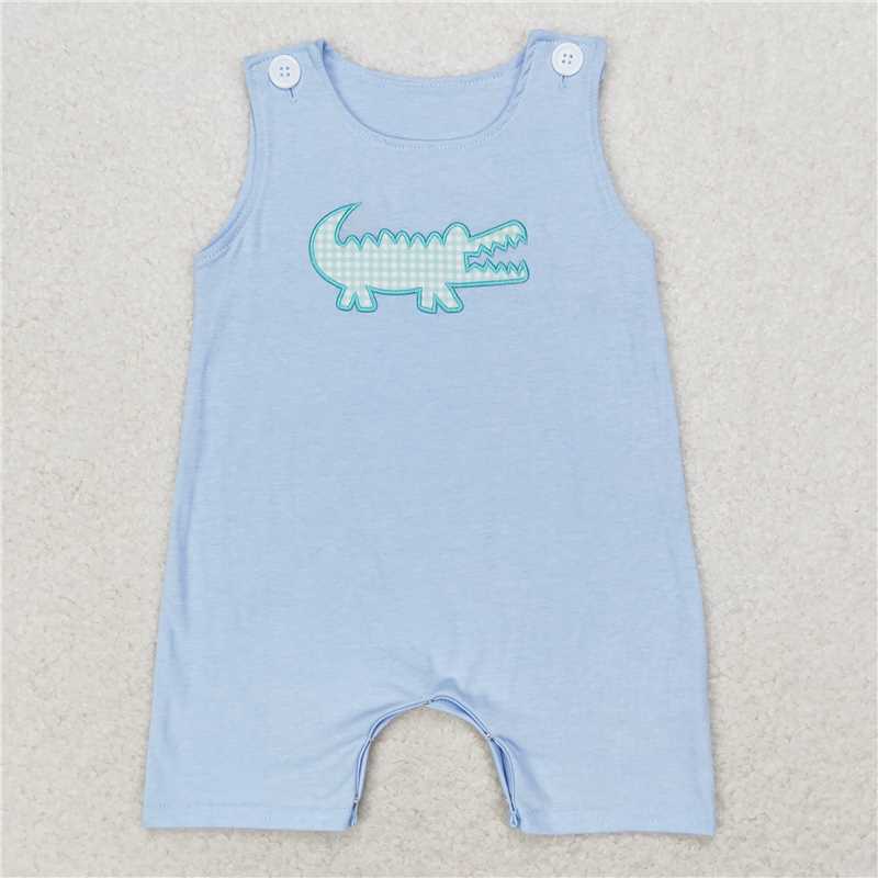 SR1625 Baby Boys Sleeveless Crocodile Summer Rompers