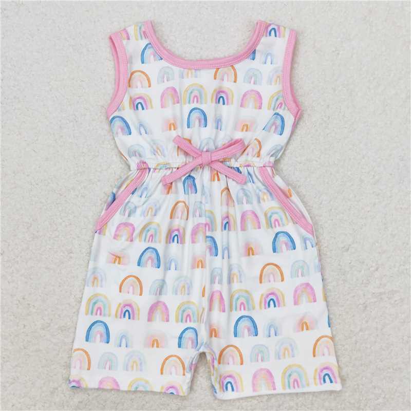 SR1600 Baby Girls Colorful Rainbow Pockets Jumpsuits