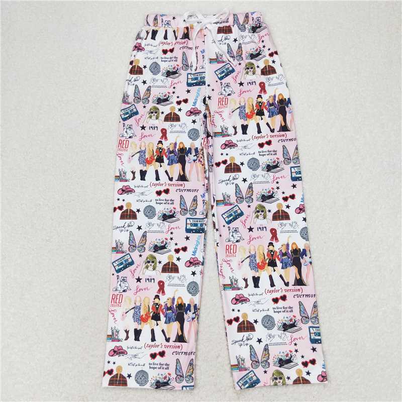 P0464 Adult Women Pink Singer Butterfly Bottom Pants Pajamas