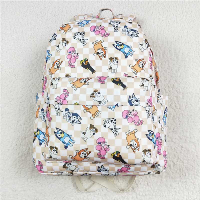 USA Shop (in stock)BA0187 Baby Girls Dogs Checkered Backpack Back Bags