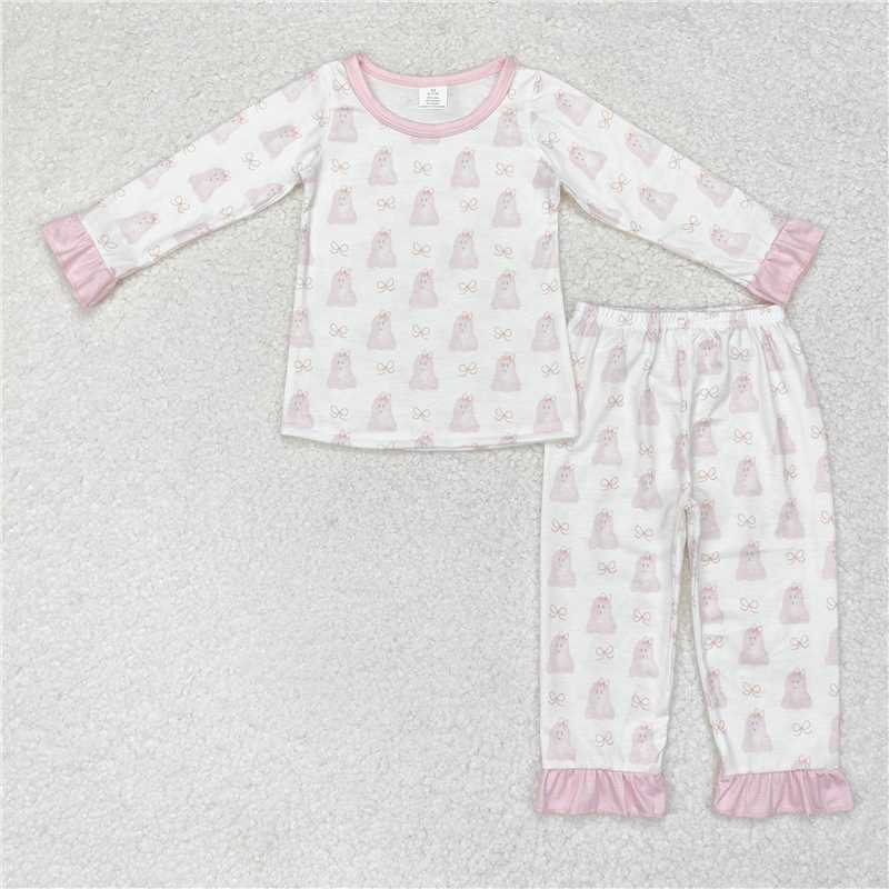 GLP1311Long sleeves pink dog kids girls pajamas