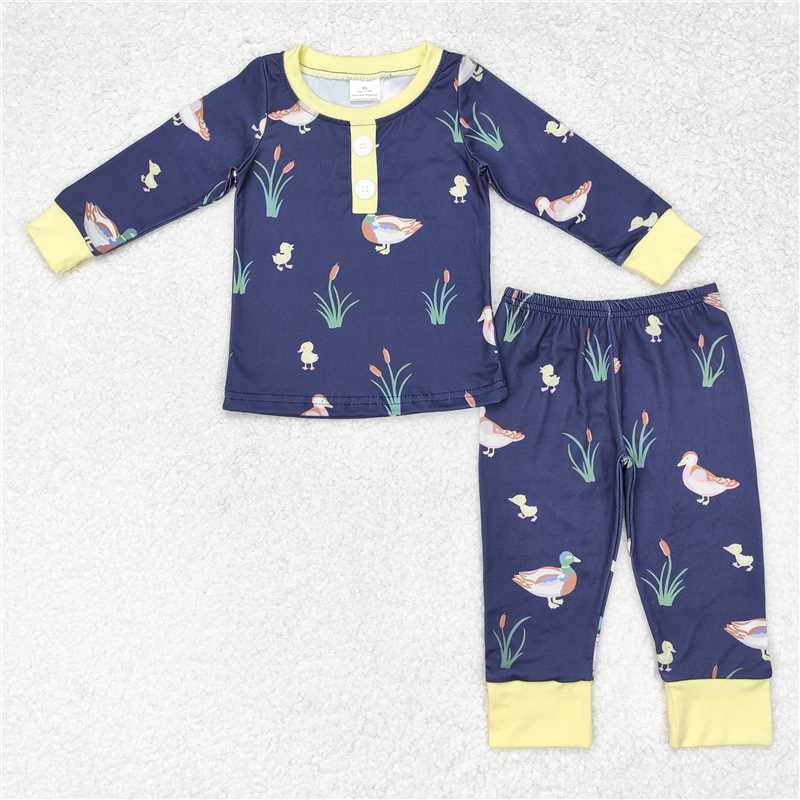 BLP0500Long sleeves navy duck kids boys pajamas