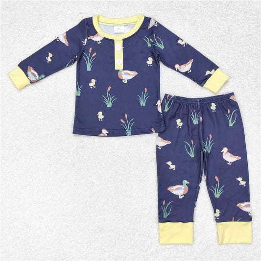 BLP0500Long sleeves navy duck kids boys pajamas