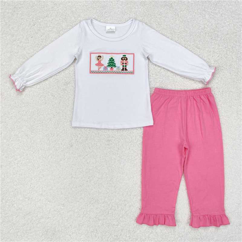 12.10 RTS NO MOQ (In stock)GLP1236 Baby Girls Soldier Christmas Tee Ruffle Pants Clothes Sets