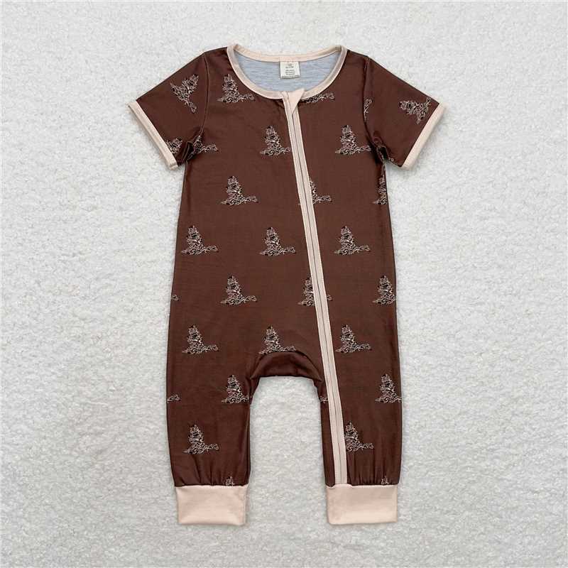 SR1898 Baby Boys Brown Camo Duck Sibling Rompers Pajamas Clothes Sets