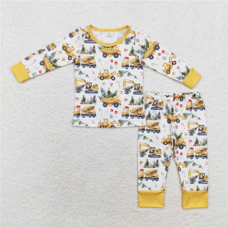 Baby Boys Construction Truck Print Long Sleeve Trousers Set