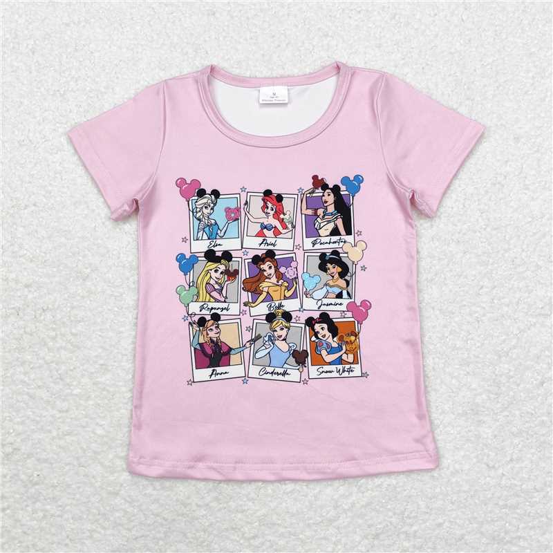 GT0676Pink short sleeves mouse princess girls shirt