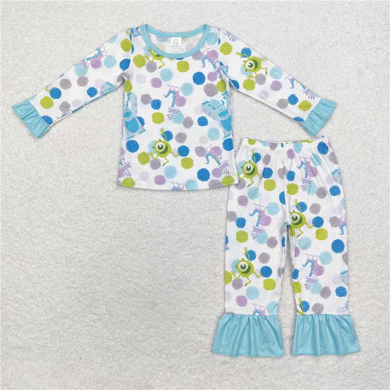 GLP1345Long sleeves monster kids girls bamboo pajamas