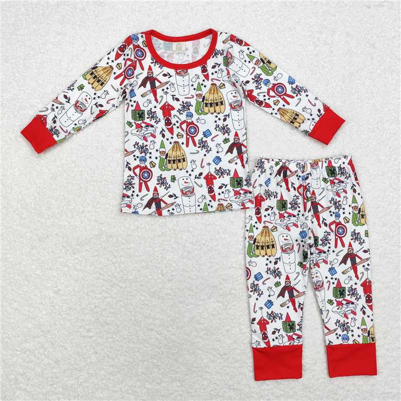 Baby kid Christmas hat figurine red long-sleeved trousers suit & romper