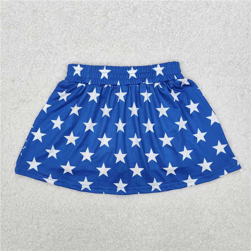 1.7 RTS NO MOQ (In stock)GLK0051 4th of July Baby Girls 4th Of July Stars Stripes Summer Skort Skirts