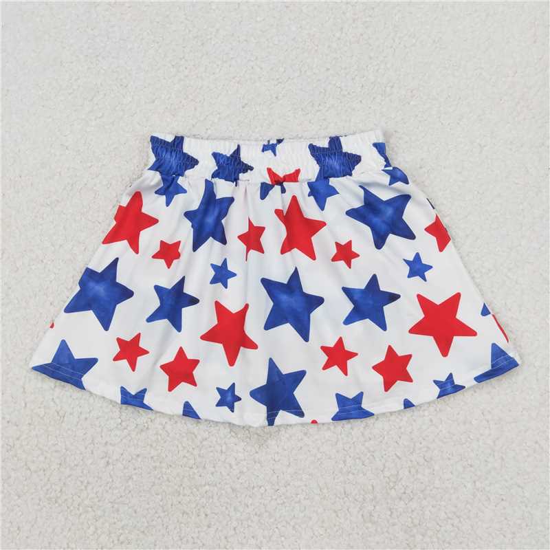 1.7 RTS NO MOQ (In stock)GLK0055 4th of July Baby Girls Summer 4th Of July Stars Skorts Skirts Bottom
