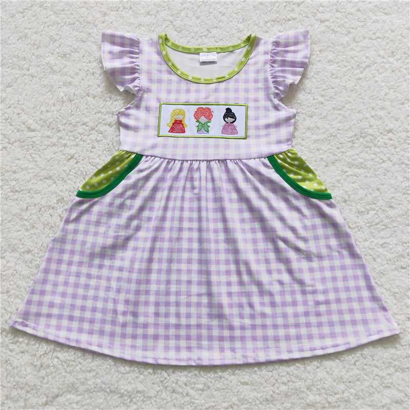 GSD0451 Lavender plaid witches pockets baby girls Halloween dress
