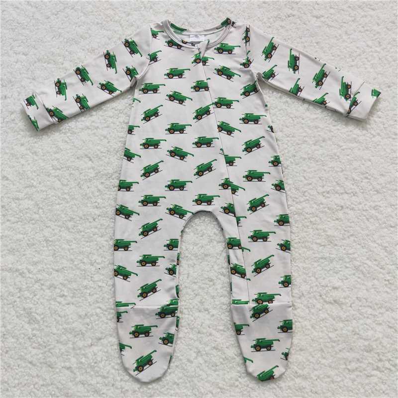 RTS LR0538 Green truck beige zipper long sleeve jumpsuit