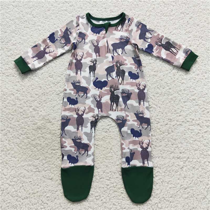 RTS LR0519 Camouflage deer green long-sleeved jumpsuit