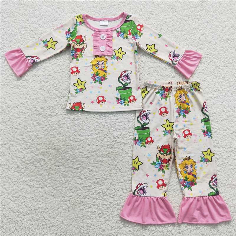 GLP0649Long sleeves game princess baby girls pajamas
