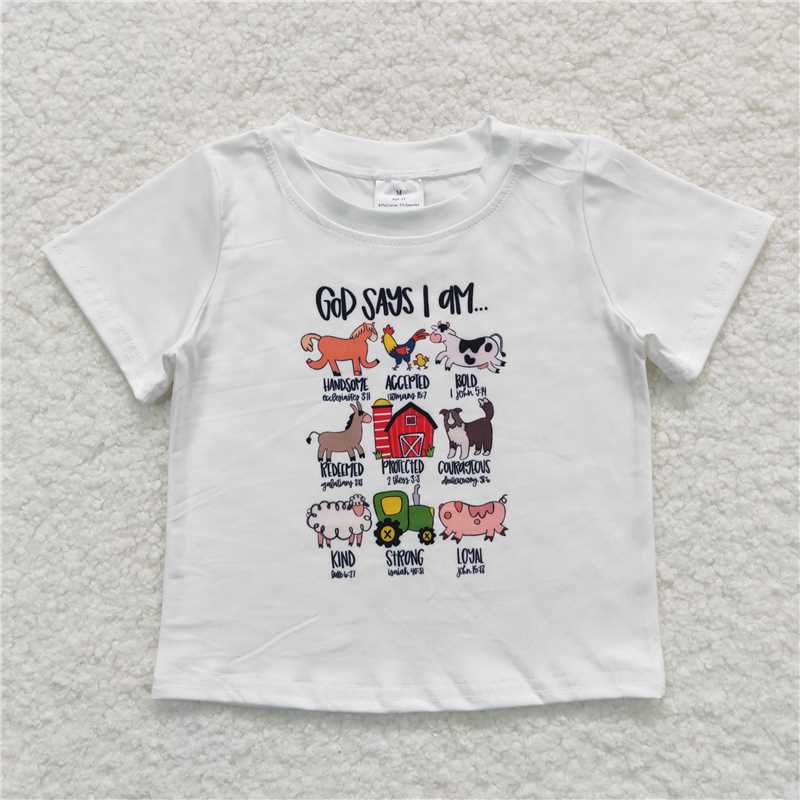 BT0373 Baby Boys Farm Short Sleeve Tee Shirts Tops