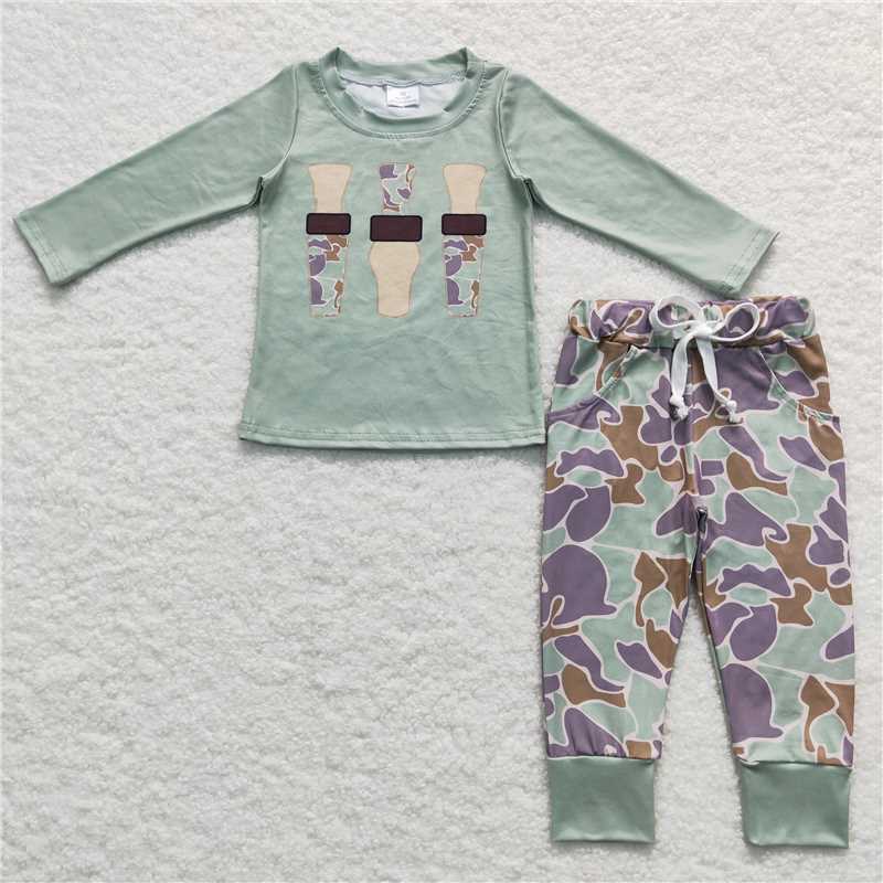 BLP0367Duck call top camo pants kids boy clothing set