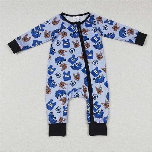 RTS LR0736 Police dog blue and black zipper long-sleeved jumpsuit