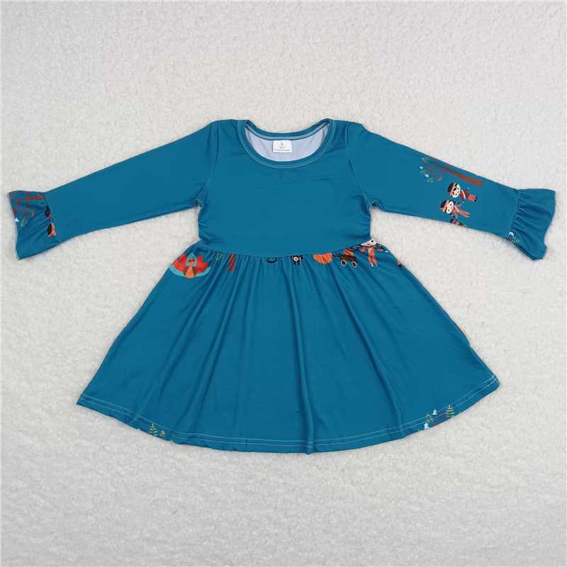 9.18 RTS NO MOQ(In stock)G6-1-5\ Baby Girls Winter Dress Boys and girls navy blue long-sleeved dress