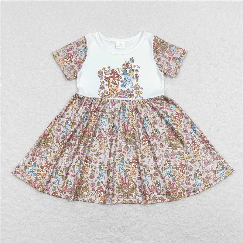 GSD0623 bluey mushroom white short-sleeved dress