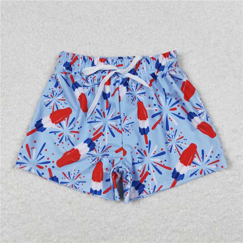 S0336 Fireworks Popsicle Blue Swim Trunks
