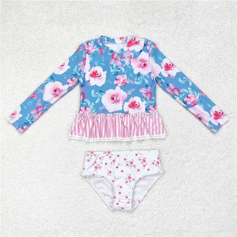 Girls Pink Tie Dye Watermelon Swimsuit 2 Pcs Set Cute Summer Beachwear for Kids