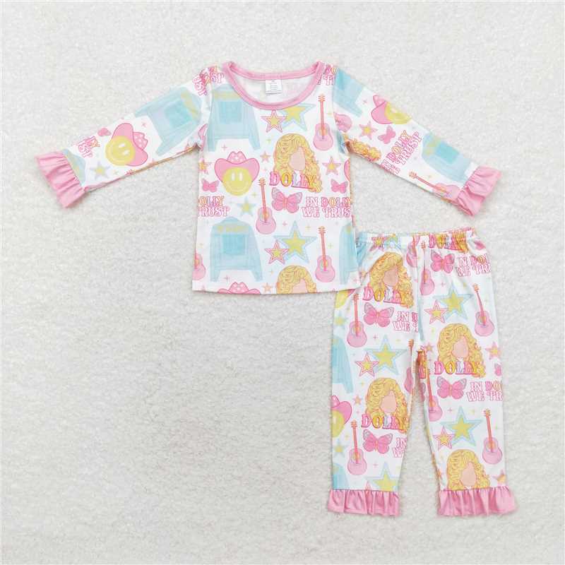 GLP1308Long sleeves guitar smile singer girls pajamas