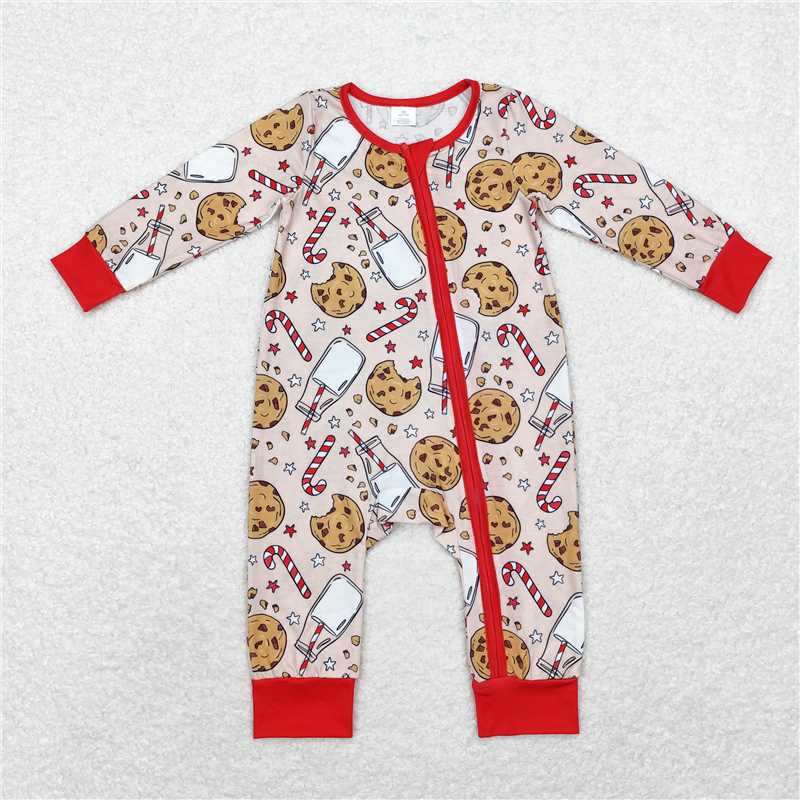 RTS LR1426 Modal Milk Biscuit Zipper Long Sleeve Bodysuit