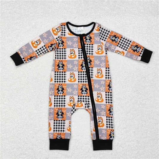 RTS LR1484 Bluey plaid Halloween zipper long sleeve jumpsuit