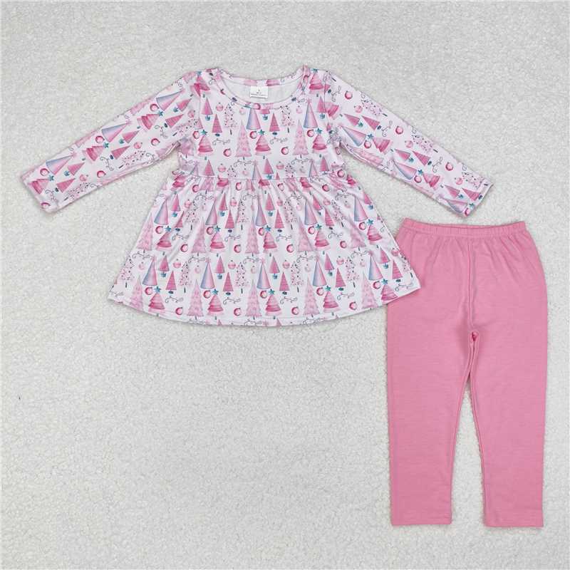 12.6 RTS NO MOQ (In stock)GLP1814 Baby Girls Christmas Tree Tunic Pockets Legging Clothes Sets