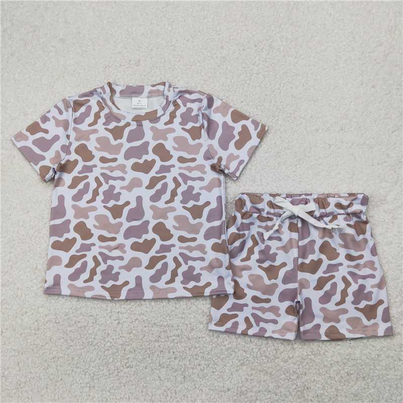 12.19 RTS NO MOQ (In stock)Matching GSSO1725 Baby Boys Grey Camouflage Shirt Shorts Outfits Clothes Sets