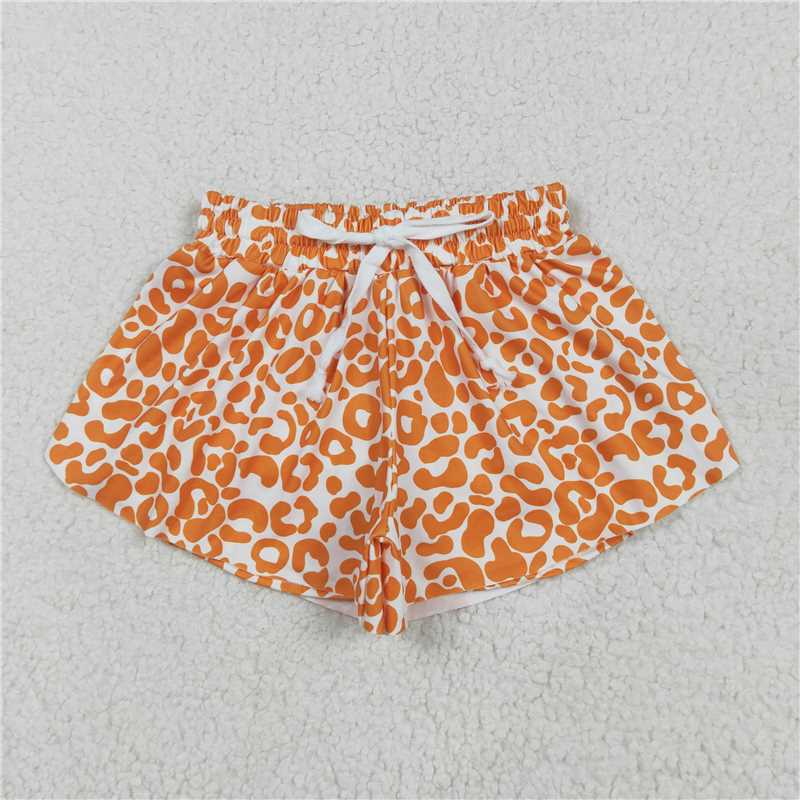 12.23 RTS NO MOQ (In stock)Matching SS0584 Baby Girls Orange Leopard Summer Shorts Bottoms