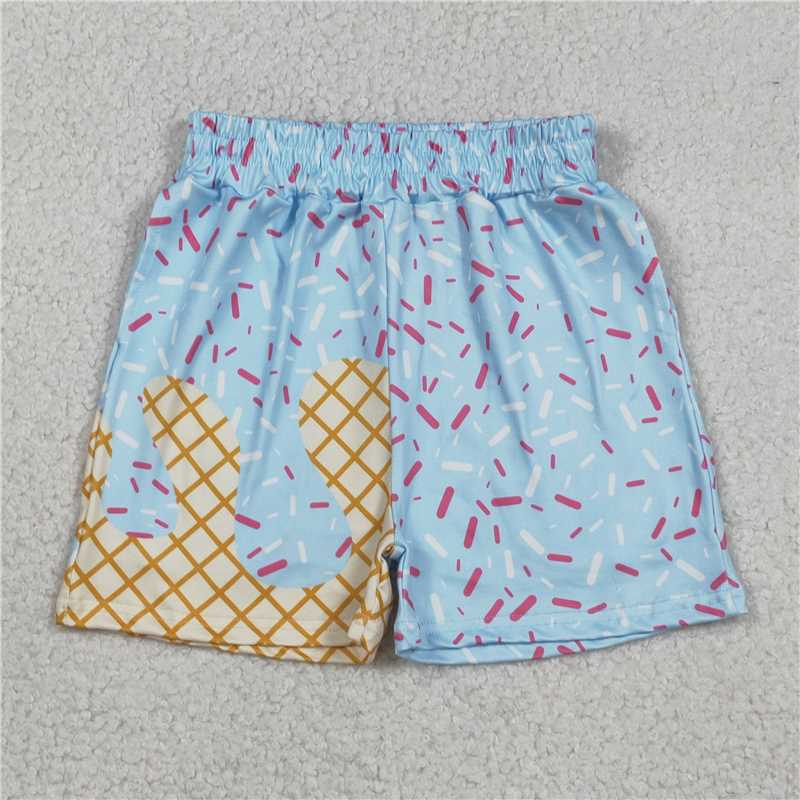 USA Warehouse (IN STOCK) SS0635 Baby Girls Blue Drip Sprinkles Team Pockets Shorts Bottom