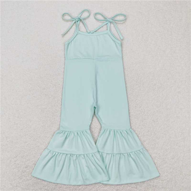 SR0716 Baby Girls Toddler Green Straps Bell Pants Jumpsuits