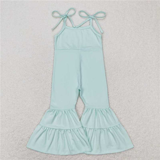 SR0716  Baby Girls Toddler Green Straps Bell Pants Jumpsuits