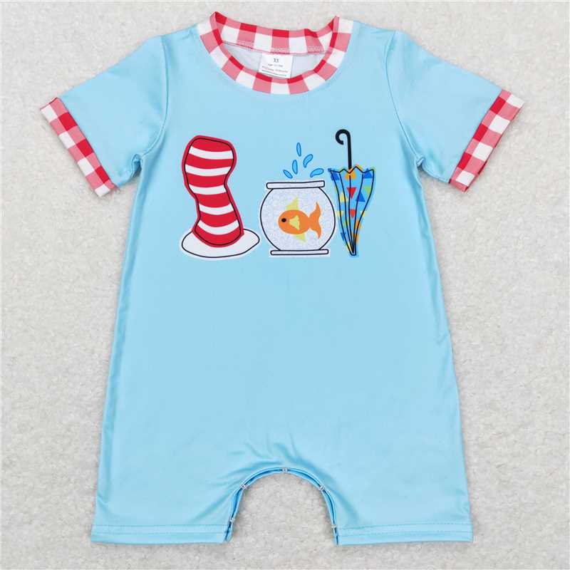 SR0767 Baby Infant Boys Dr Reading Hats Fish Umbrella Rompers