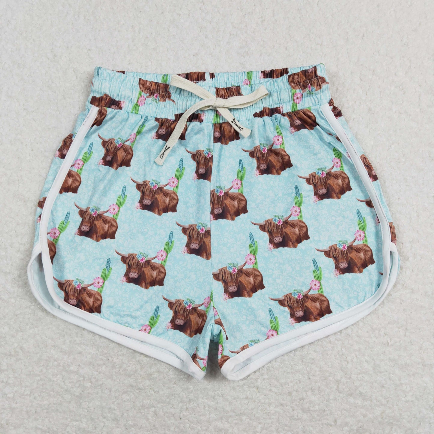 SS0128 Adult Women Highland Cows Western Summer Shorts