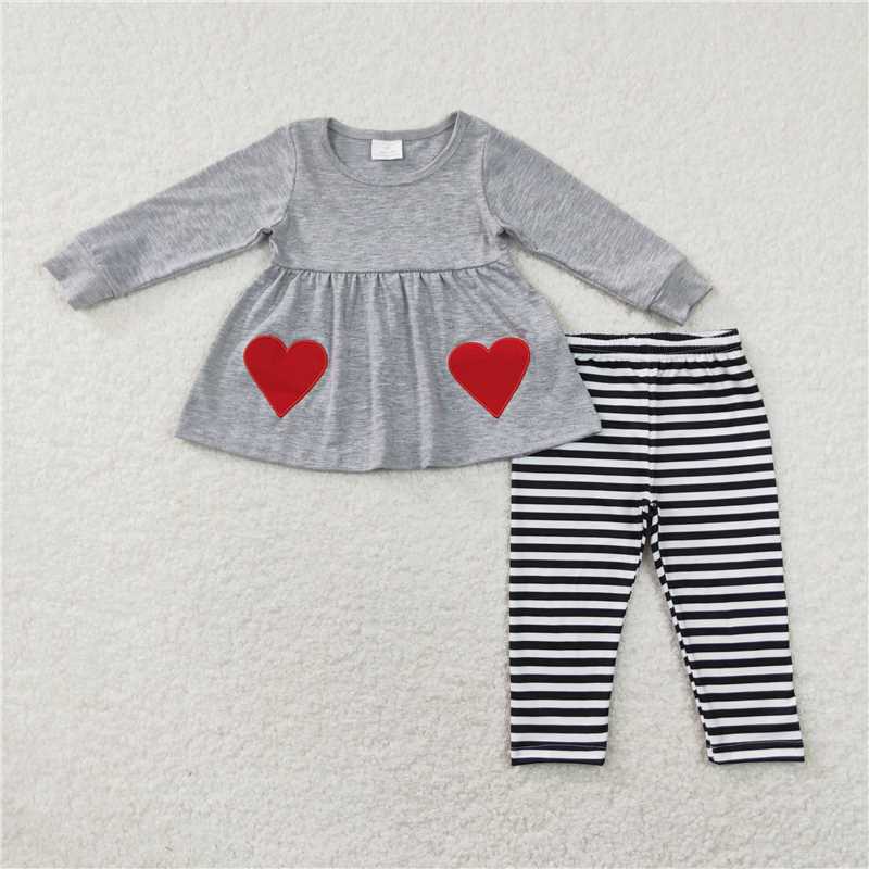 GLP0962 Heart pocket tunic stripe girls valentine's outfits
