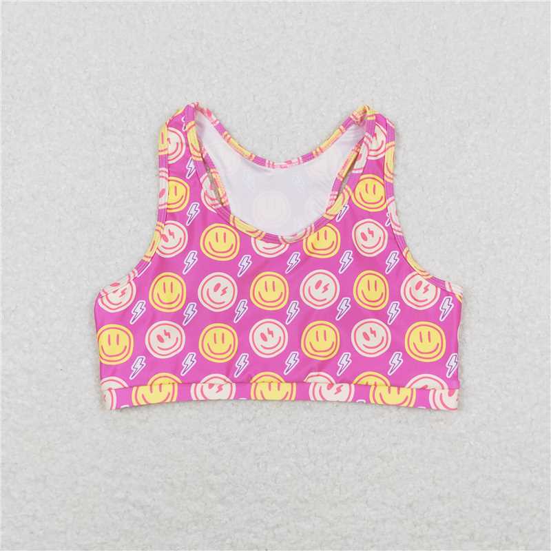 GT0520 Baby Girls Flash Happy Face Crop Top