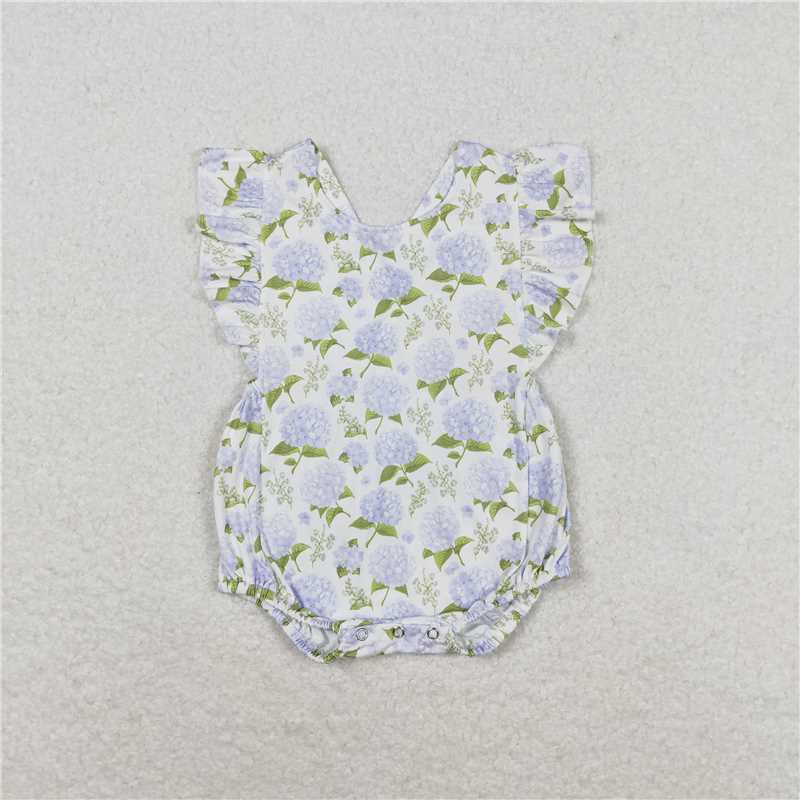 SR1484 Flutter sleeves floral baby girls spring summer romper